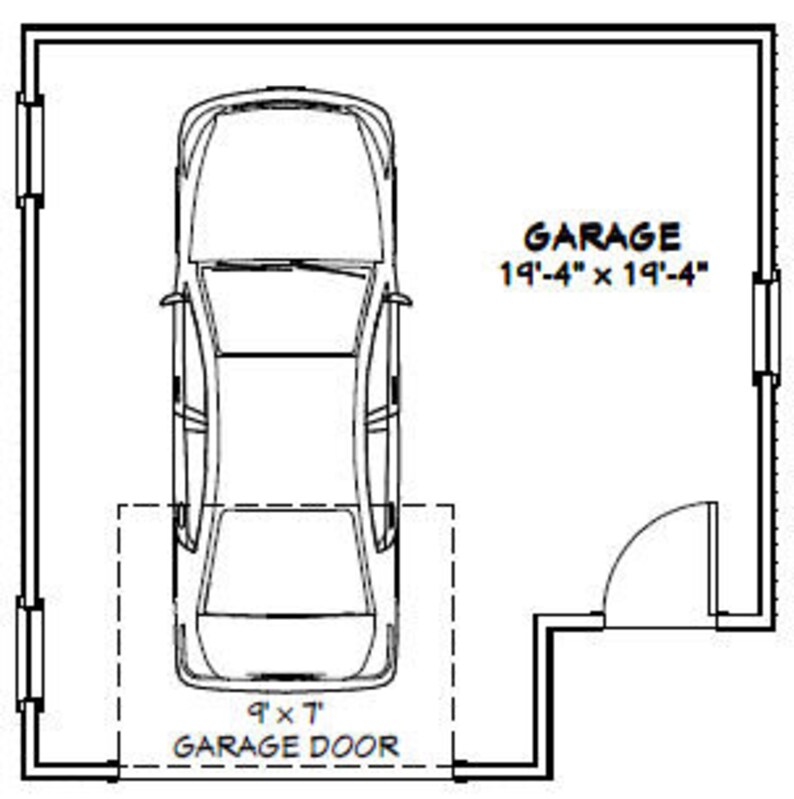 20x20 1car Garages 376 Sq Ft PDF Floor Plan Instant Download Models 6A