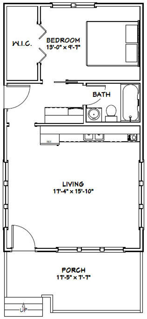 18x32 House 1 Bedroom 1 Bath 576 Sq Ft Pdf Floor Plan Etsy
