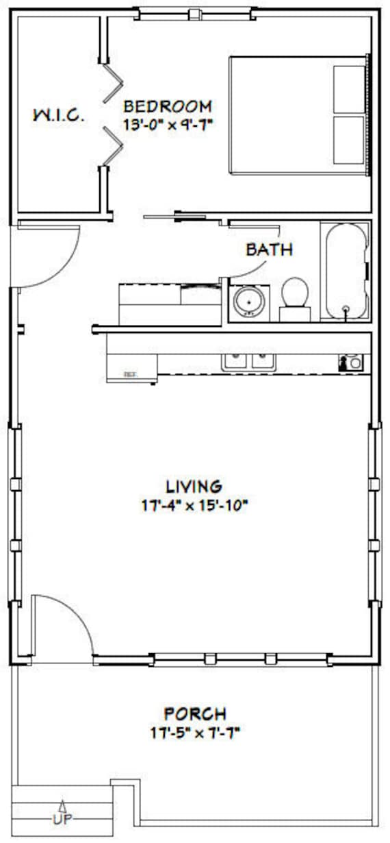 18x32 House 1 Bedroom 1 Bath 576 Sq Ft Pdf Floor Plan Etsy