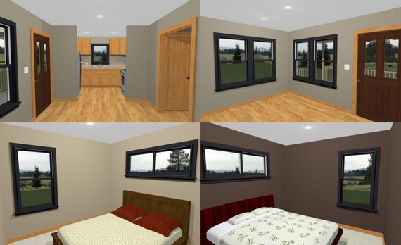 30x20 House 2 Bedroom 1 Bath 600 Sq Ft Pdf Floor Plan Instant Download Model 3b