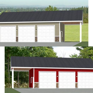 40x30 3-Car Garage -- 1,200 sq ft -- PDF Floor Plan -- Instant Download -- Models 6P and 6T