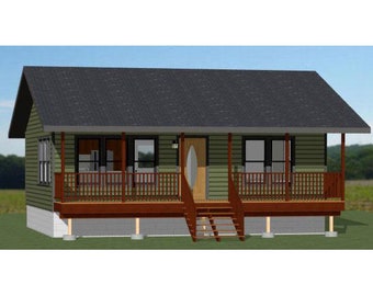 30x24 House -- 1-Bedroom 1-Bath -- 720 sq ft -- PDF Floor Plan -- Instant Download -- Model 5