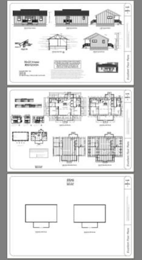 36x20 House 2 Bedroom 2 Bath 720 Sq Ft Pdf Floor Plan Instant Download Model 3a