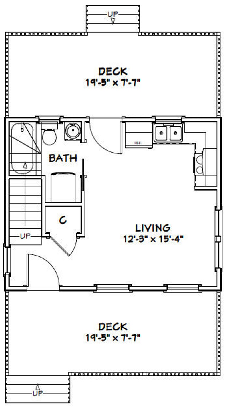 20x16 House 2Bedroom 1Bath 630 sq ft PDF Floor Plan Etsy