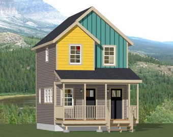 16x20 Duplex -- 574 sq ft -- PDF Floor Plan -- Instant Download -- Model 14A