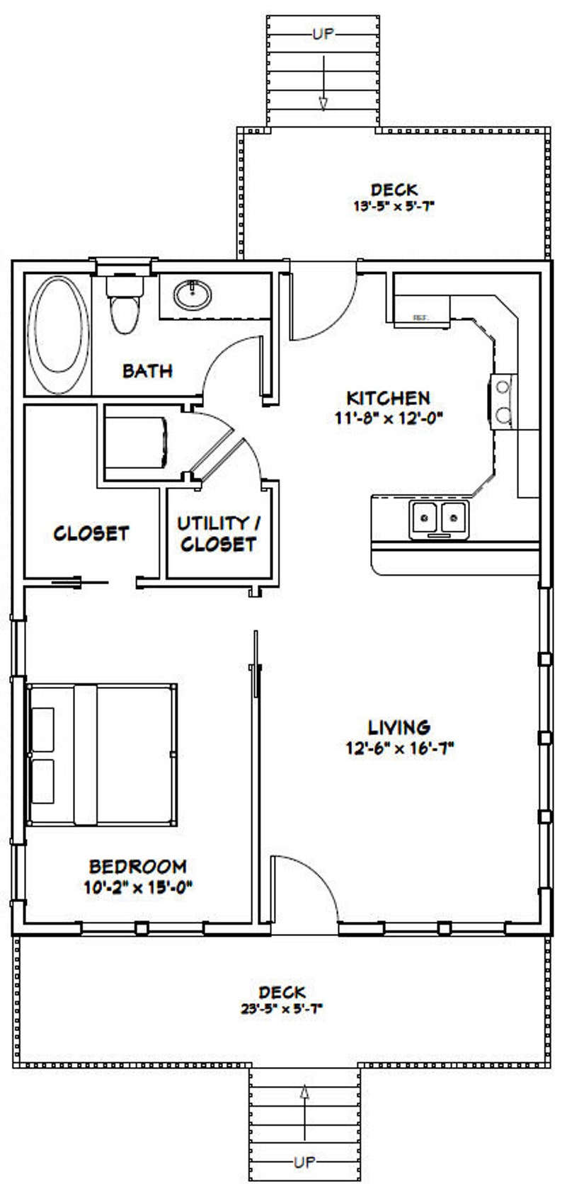 24x30 House 1Bedroom 1Bath 720 sq ft PDF Floor Plan Etsy