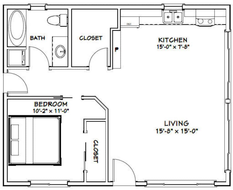 30x24 House 1-bedroom 1-bath 720 Sq Ft PDF Floor Plan - Etsy