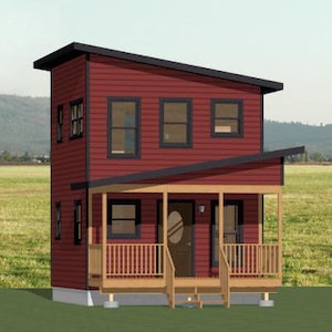 16x16 House -- 1-Bedroom 1.5-Bath -- 433 sq ft -- PDF Floor Plan -- Instant Download -- Model 2