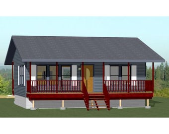 30x24 House -- 1-Bedroom 1-Bath -- 720 sq ft -- PDF Floor Plan -- Instant Download -- Model 6