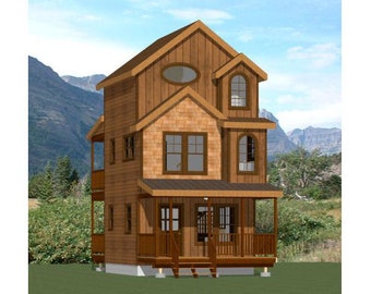 16x16 House -- 2-Bedroom 2.5-Bath -- 697 sq ft -- PDF Floor Plan -- Instant Download -- Model 20A