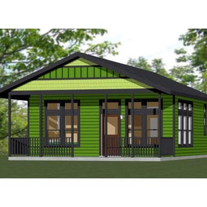 24x30 House -- 1-Bedroom 1-Bath -- 768 sq ft -- PDF Floor Plan -- Instant Download -- Model 2F