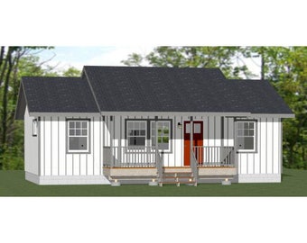 36x20 House -- 2-Bedroom 2-Bath -- 720 sq ft -- PDF Floor Plan -- Instant Download -- Model 3A