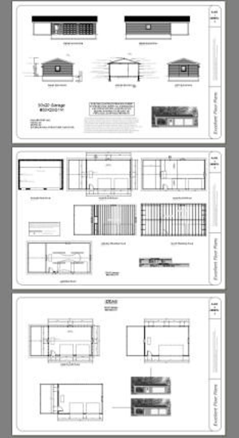 30x20 2-Car Garages 600 sq ft 8ft Walls PDF Floor | Etsy