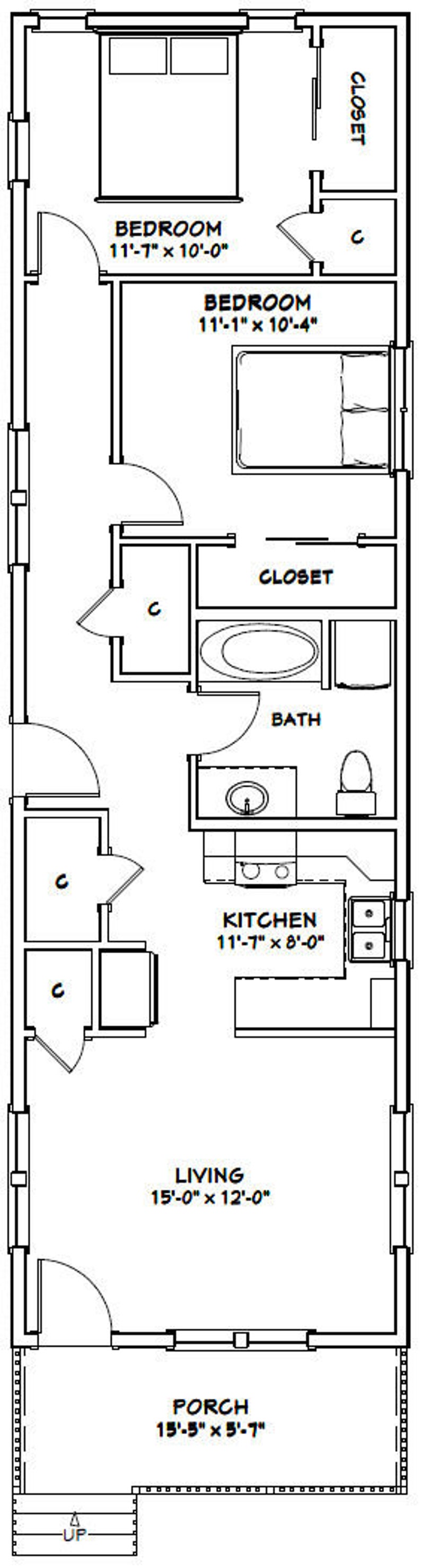 16x54 House 2Bedroom 1Bath 864 sq ft PDF Floor Plan Etsy