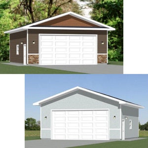 28x30 2-Car Garage -- 840 sq ft -- PDF Floor Plan -- Instant Download -- Model 10D and 10F