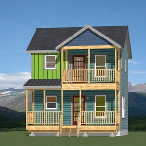 20x16 House -- 1-Bedroom 1.5-Bath -- 544 sq ft -- PDF Floor Plan -- Instant Download -- Model 11A
