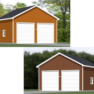 24x24 2-Car Garages -- 576 sq ft -- 12ft Walls -- PDF Floor Plan -- Instant Download -- Models 1J and 1K