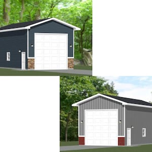 20x40 1-RV Garages -- 800 sq ft -- PDF Floor Plan -- Instant Download -- Models 1B and 1C