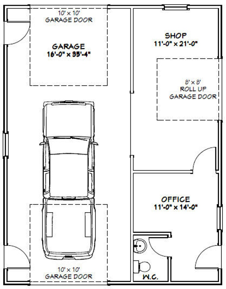 28x36 2Car Garages 1008 sq ft 12ft Walls PDF Floor Etsy