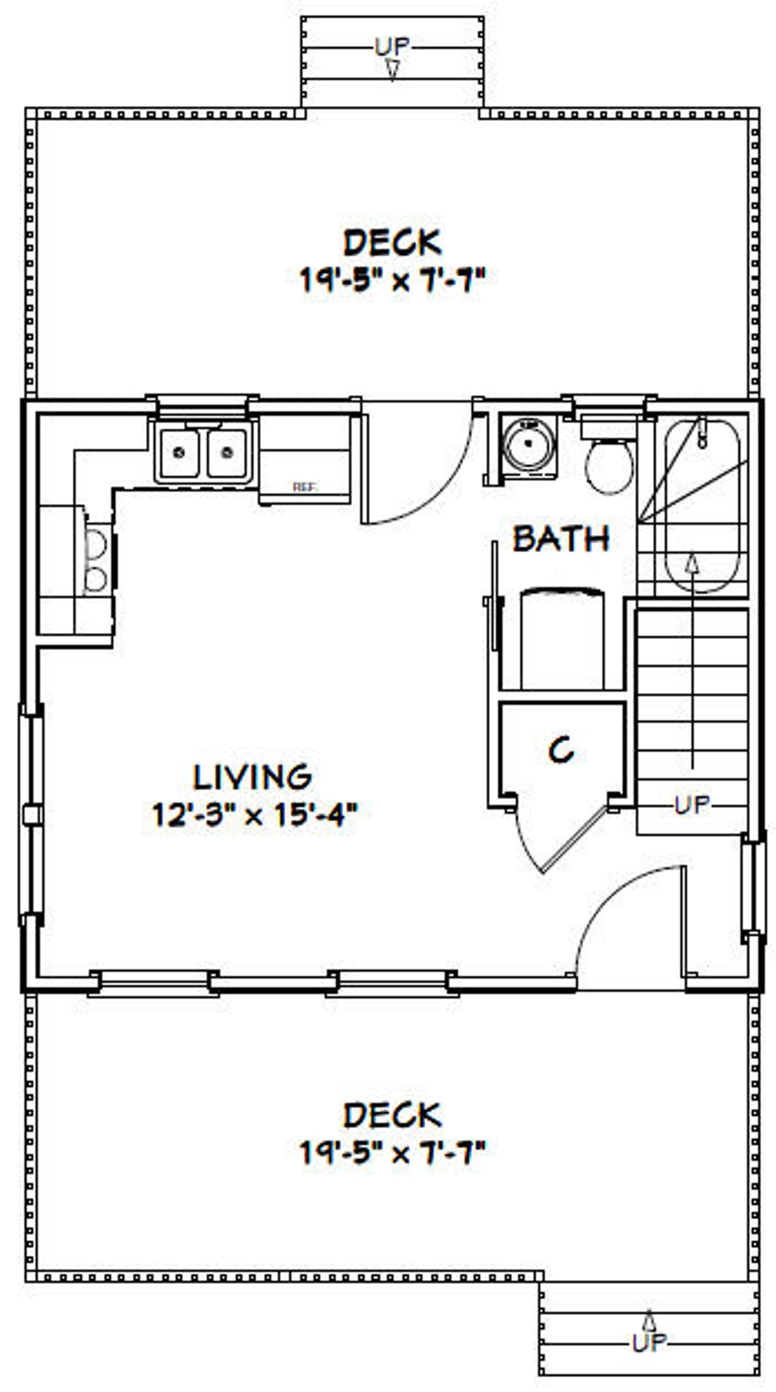 20x16 House 2Bedroom 1Bath 630 sq ft PDF Floor Plan Etsy