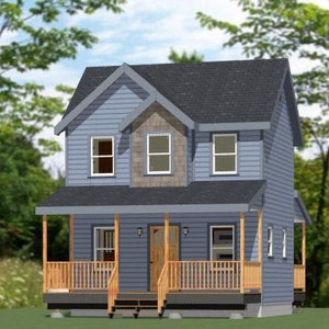 20x16 House -- 1-Bedroom 1.5-Bath -- 599 sq ft -- PDF Floor Plan -- Instant Download -- Model 9A