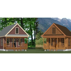 16x20 House -- 1-Bedroom 1.5-Bath -- 624 sq ft -- PDF Floor Plan -- Instant Download -- Models 12 and 12A
