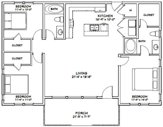 Pdf Floor Plan 1 338 Sq Ft 46x30 House Model 2c 3 Bedroom 2