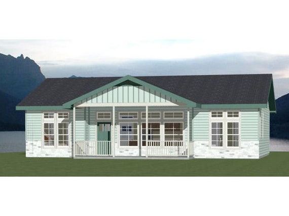 46x30 House 3 Bedroom 2 Bath 1 338 Sq Ft Pdf Floor Plan Instant Download Model 1
