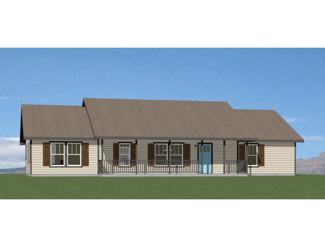 60x30 House -- 3-bedroom 2-bath -- 1,800 Sq Ft -- PDF Floor Plan