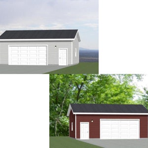 30x24 2-Car Garages -- 720 sq ft -- 10ft Walls -- PDF Floor Plan -- Instant Download -- Models 10C and 10G