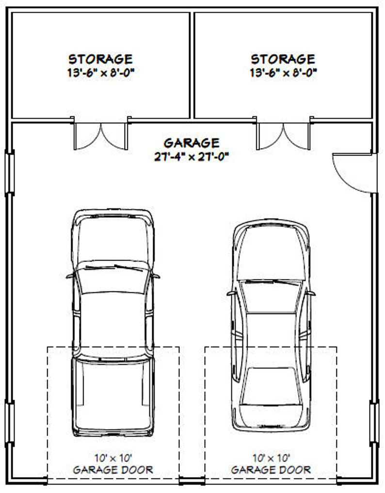28x36 2Car Garage 1008 sq ft PDF Floor Plan Instant Etsy