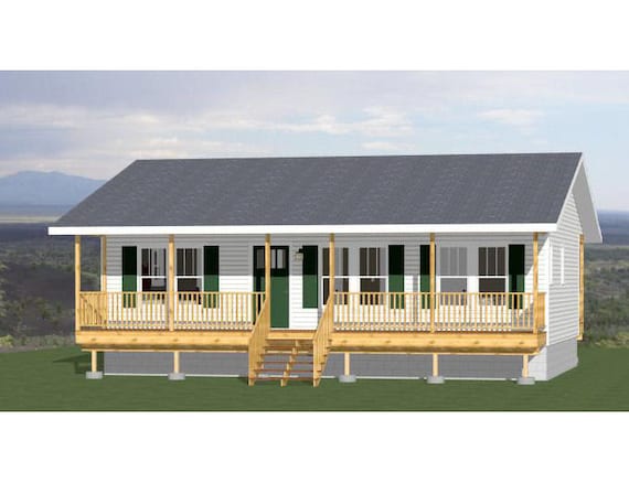 36x24 House 2 Bedroom 2 Bath 864 Sq Ft Pdf Floor Plan Instant Download Model 4