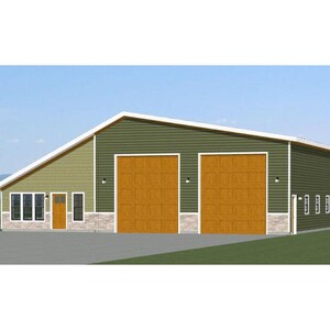 56x48 2-RV Garage -- 1 Bedroom, 1 Bath -- 2,649 sq ft -- PDF Floor Plan -- Instant Download -- Model 1