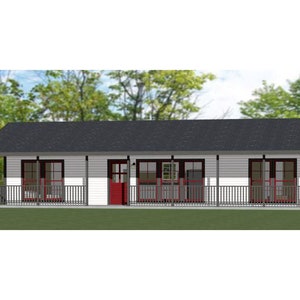 Casa 48x16 -- 2 dormitorios 2 baños -- 768 pies cuadrados -- Plano de planta PDF -- Descarga instantánea -- Modelo 1
