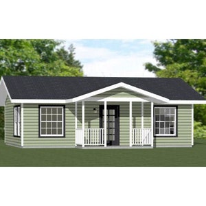 30x24 huis - 1 slaapkamer en 1 badkamer - 720 vierkante voet - PDF-plattegrond - Direct downloaden - Model 3C