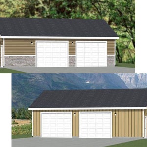 36x24 2-Car Garages -- 864 sq ft -- 9ft Walls -- PDF Floor Plan -- Instant Download -- Models 11B and 11F