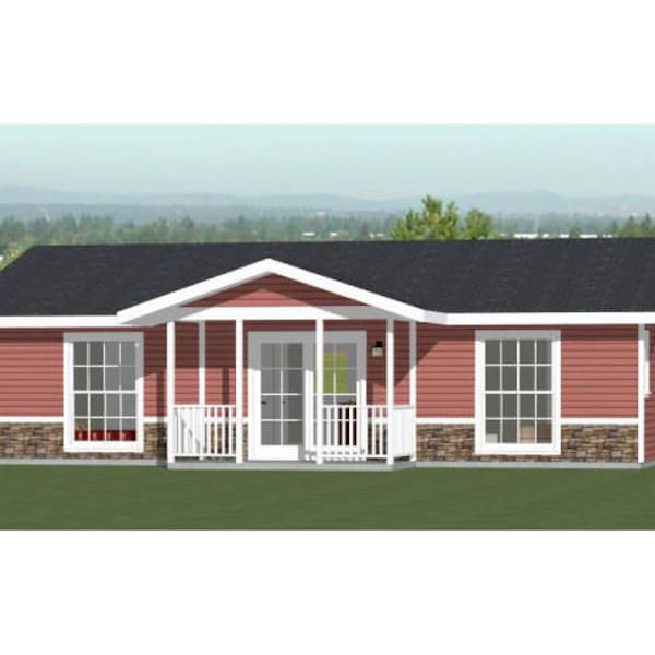 36x24 House -- 2-Bedroom 2-Bath -- 864 sq ft -- PDF Floor Plan -- Instant Download -- Model 1C