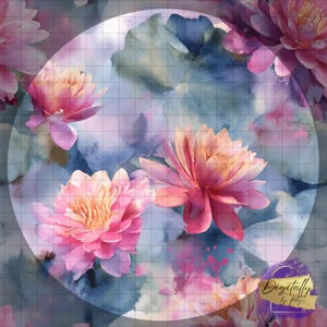 Motif floral transparent nénuphars pour tissus, papiers peints et scrapbooking