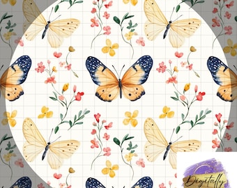 Schmetterling Floral Muster: PNG Digital Papier (Digitaler Download)