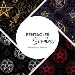 Pentacles Wicca Witch Seamless Pattern Bundle | Pagan Digital Papers for Crafting, Scrapbooking & DIY Magical Designs