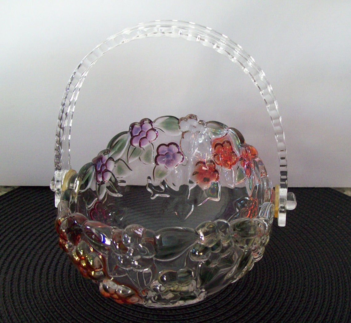 MIKASA Glass Basket Crystal Basket with Handle BLOSSOM Etsy
