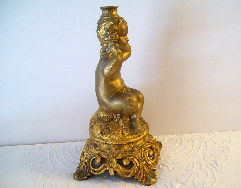 BOHEMIAN NUDE GIRL Lamp Base \u2013 Gilded \u2013 Ornate \u2013 Spelter Casting \u2013 Very 1920\u2019s-1930/'s \u2013Hollywood Regency\u2013 Boho Decorator Item \u2013 Base Only