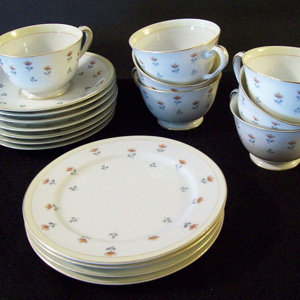 OCCUPIED JAPAN Cup and Saucer Sets– 6 Available – Plus 4 Bread and Butter Plates - Aichi China - Vintage 1945-1952 – French Farmhouse -