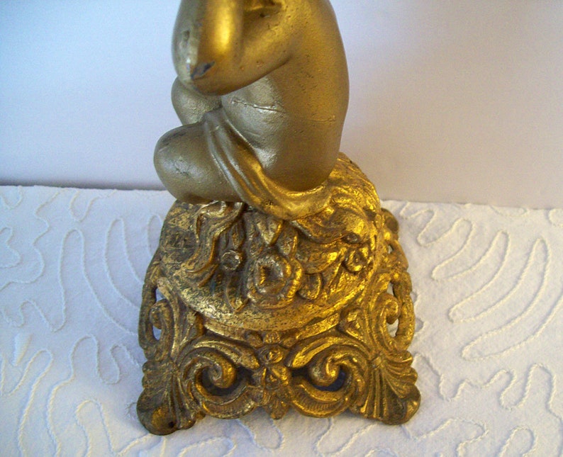 BOHEMIAN NUDE GIRL Lamp Base \u2013 Gilded \u2013 Ornate \u2013 Spelter Casting \u2013 Very 1920\u2019s-1930/'s \u2013Hollywood Regency\u2013 Boho Decorator Item \u2013 Base Only