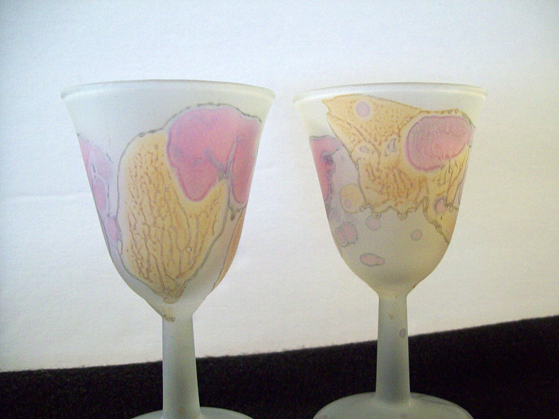 Jerusalem Glass Five STEMMED WINE Glasses Hand Painted in Etsy