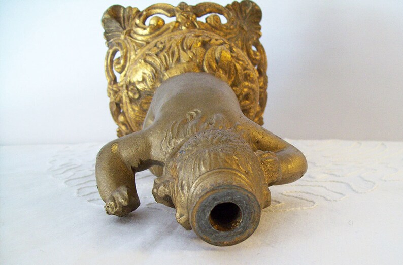 BOHEMIAN NUDE GIRL Lamp Base \u2013 Gilded \u2013 Ornate \u2013 Spelter Casting \u2013 Very 1920\u2019s-1930/'s \u2013Hollywood Regency\u2013 Boho Decorator Item \u2013 Base Only