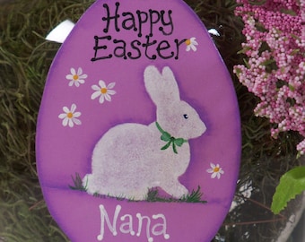 Personalized Spring Easter Egg Bunny Ornament