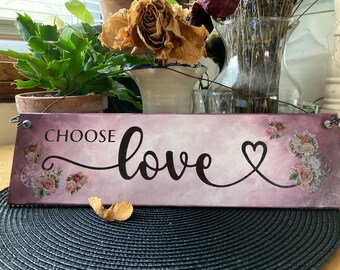 Love Sign / Small Farmhouse Decor Sign / Wooden Hanging Sign