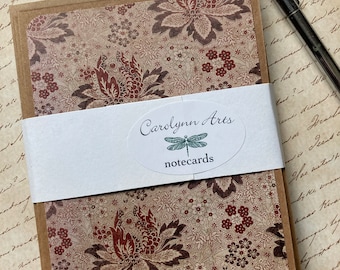 Handmade Notecard Set, Notecards with Envelopes Made with Kraft Cardstock and Scrapbook Paper