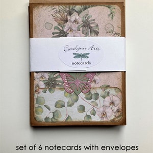 Handmade Botanical Notecard Set with Envelopes, Collaged Set of 6 Blank Notecards, Mother's Day Gift Idea Bild 2